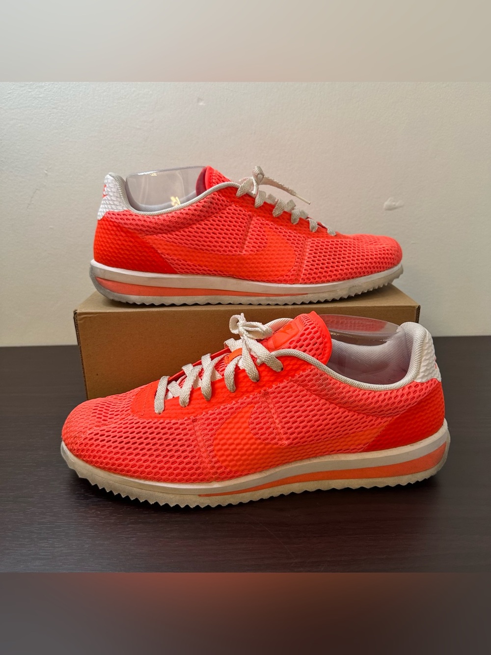 Nike Cortez Ultra Breathe Neon Orange/White Mesh Low Top Sneakers, Size 11 Men's